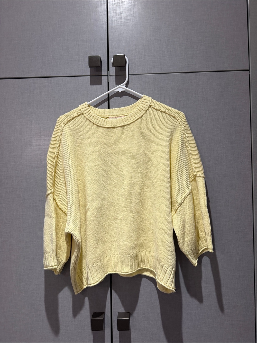 J.O.A. Pale Yellow Boxy Crewneck Sweater